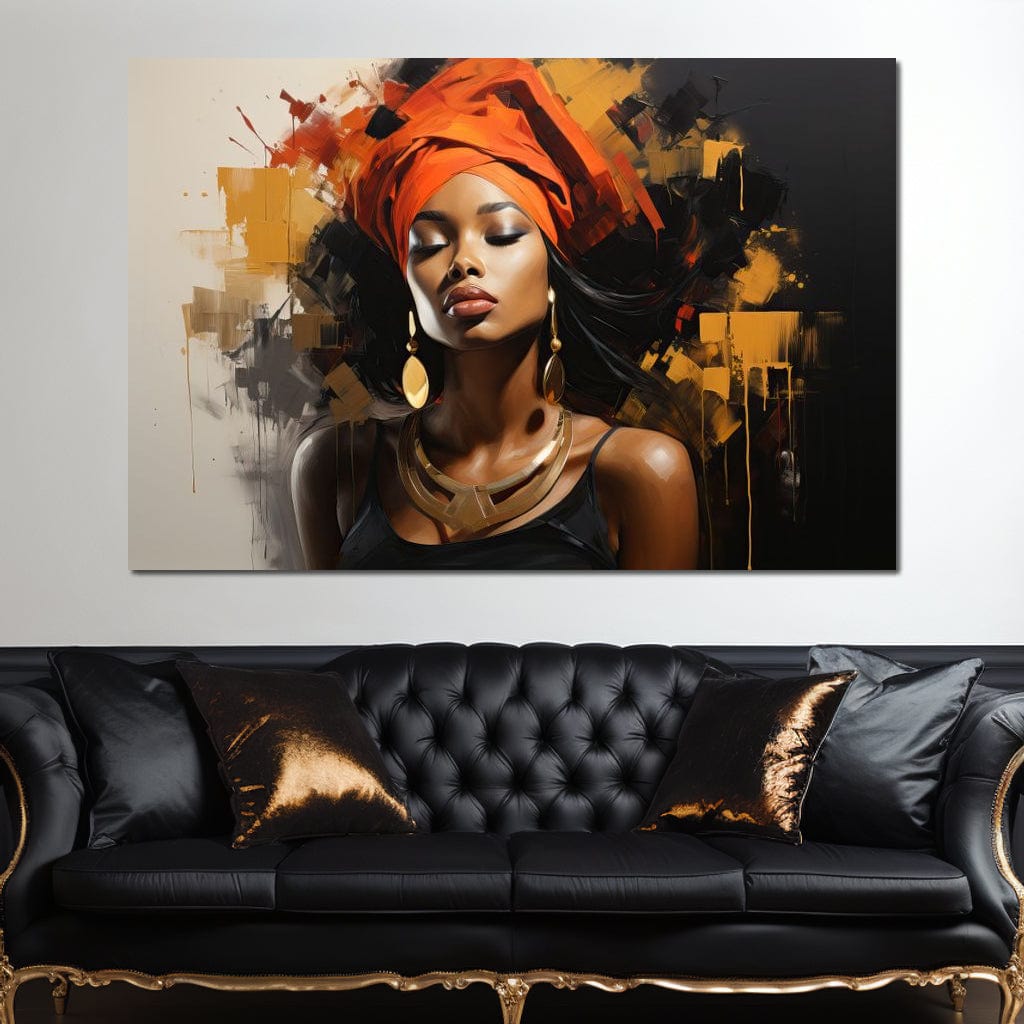 Black Gold Fashion Portrait Canvas Wall Art