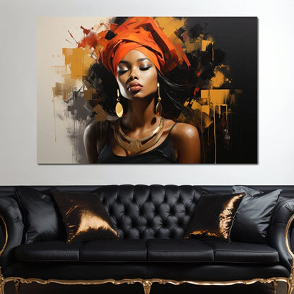 Black Gold Fashion Portrait Canvas Wall Art