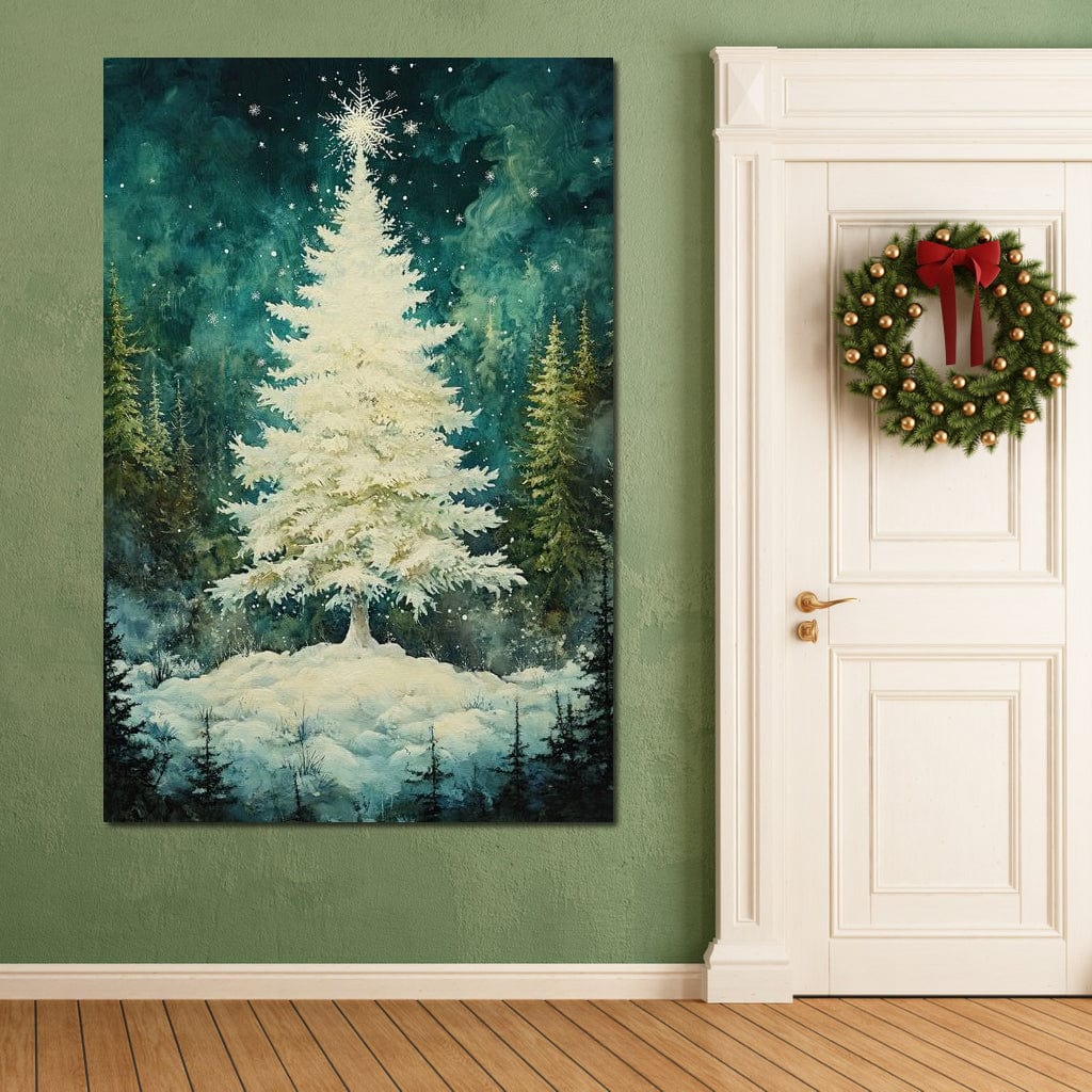 Enchanted Christmas Tree Radiance Canvas Wall Art
