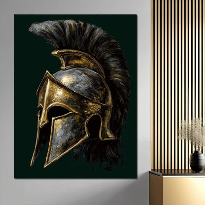 Gold Spartan Helm Battle Relic Canvas Wall Art