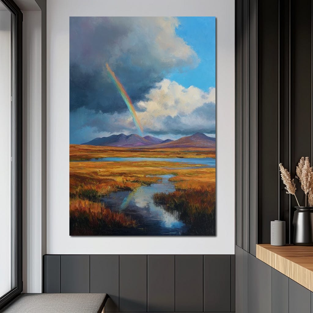 Rainbow Over Highland Moorland Canvas Wall Art