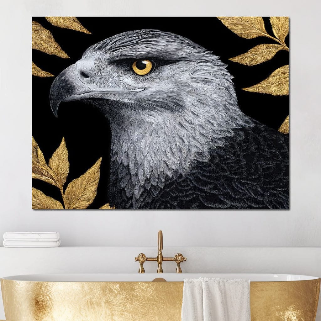 Majestic Sentinel Golden Leaves Canvas Wall Art