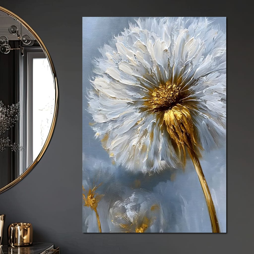 Gilded Dandelion Canvas Wall Art