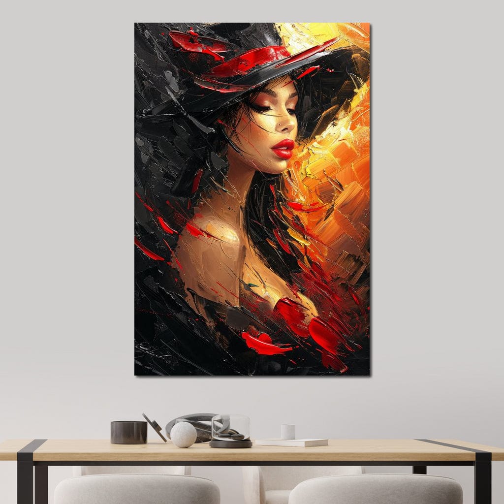 Fiery Elegance in Noir Canvas Wall Art
