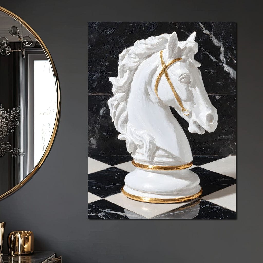Gilded Knight on Marble Board Canvas Wall Art