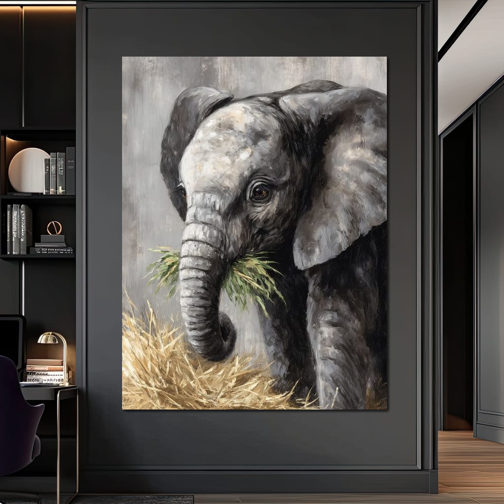 Gentle Giant Elephant Portrait Canvas Wall Art