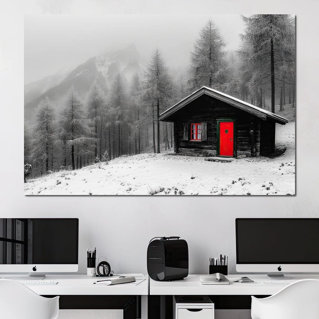 Cabin Solitude Winter Tale Canvas Wall Art