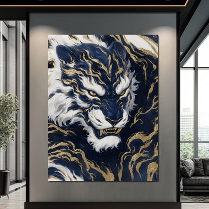 Majestic Midnight Gold Tiger Canvas Wall Art