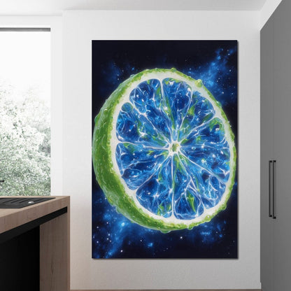 Galactic Lime Slice Radiance Canvas Wall Art