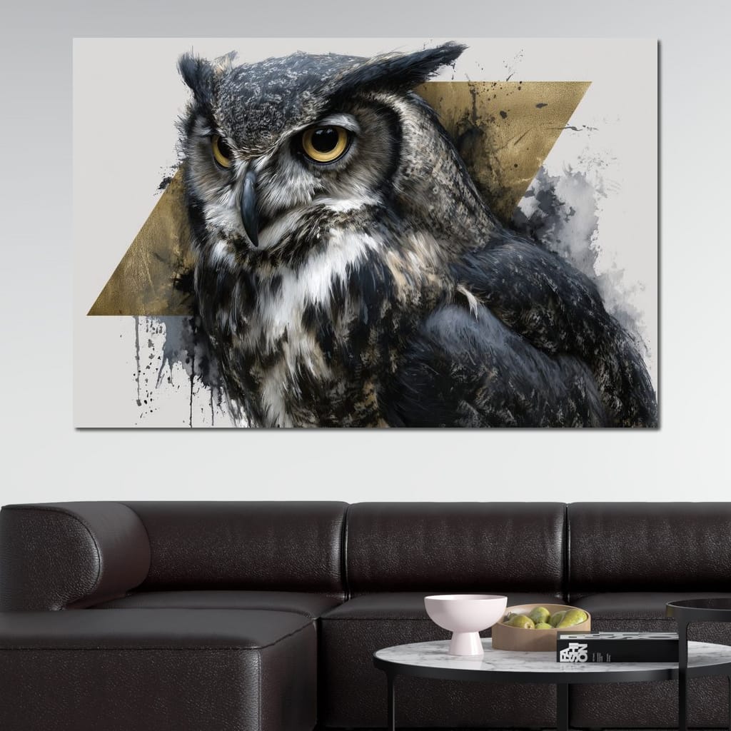 Golden Eyed Owl Portrait Canvas Wall Art