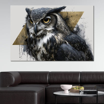 Golden Eyed Owl Portrait Canvas Wall Art