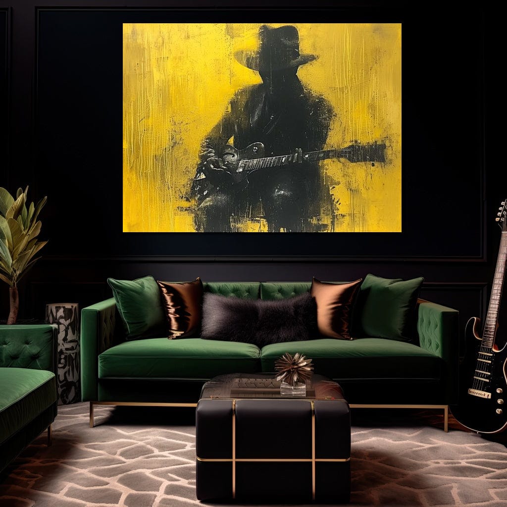 Golden Melody Silhouette Canvas Wall Art