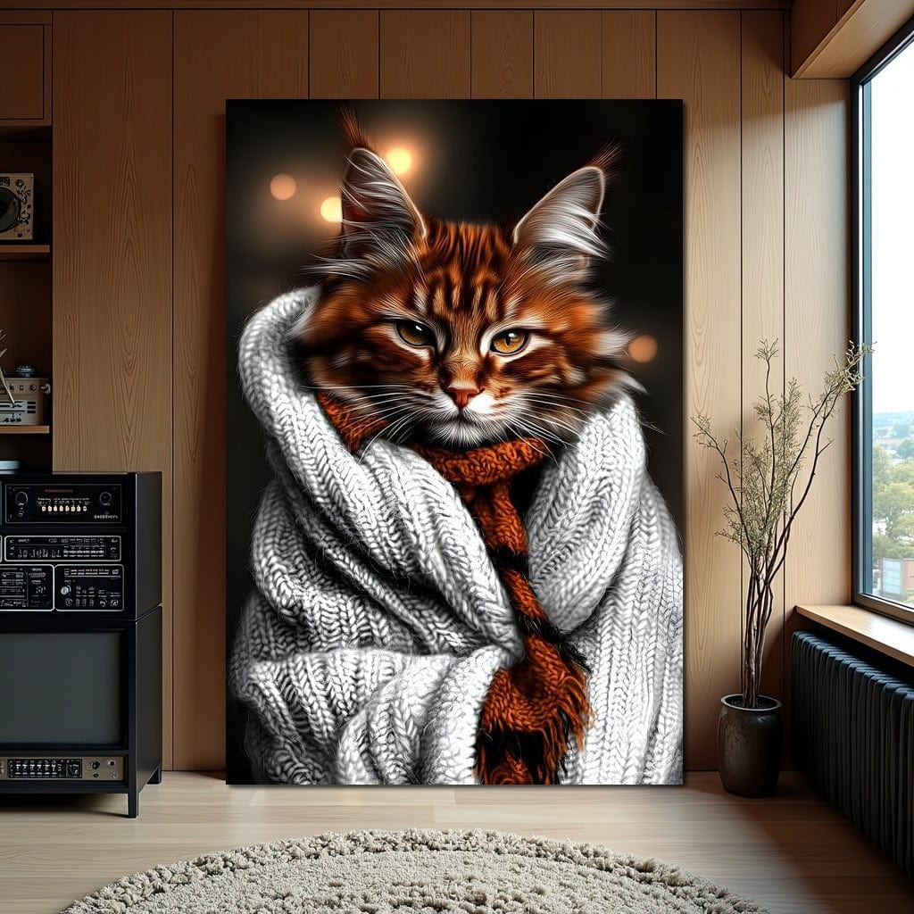 Warm Feline Elegance Wrapped Canvas Wall Art