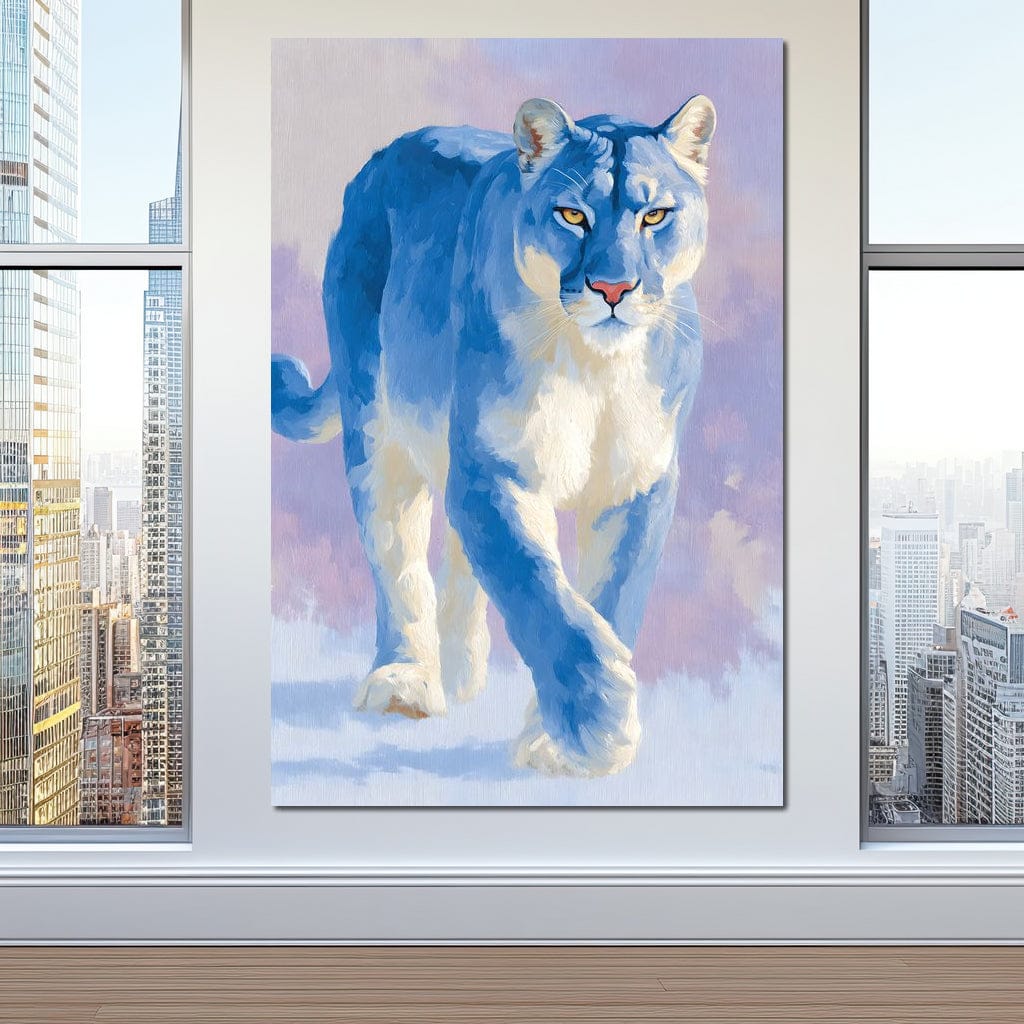 Silent Snow Puma Stroll Canvas Wall Art