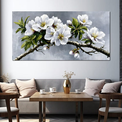 Soft Petals On Silver Morning Canvas Wall Art