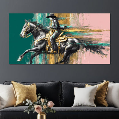 Golden Cowgirl Noir Star Canvas Wall Art