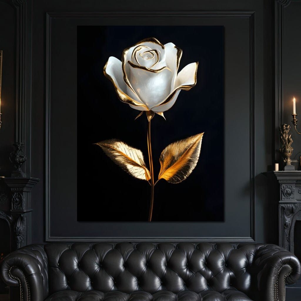 Golden Elegance Blossom Canvas Wall Art
