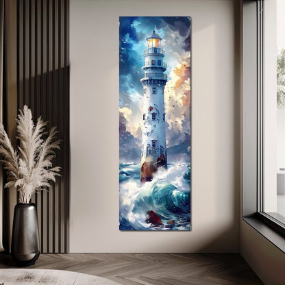 Lighthouse Beacon at Sea Canvas Wall Art