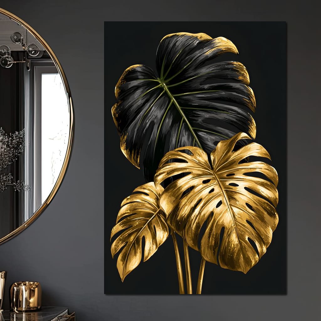 Gilded Foliage Dark Contrast Canvas Wall Art