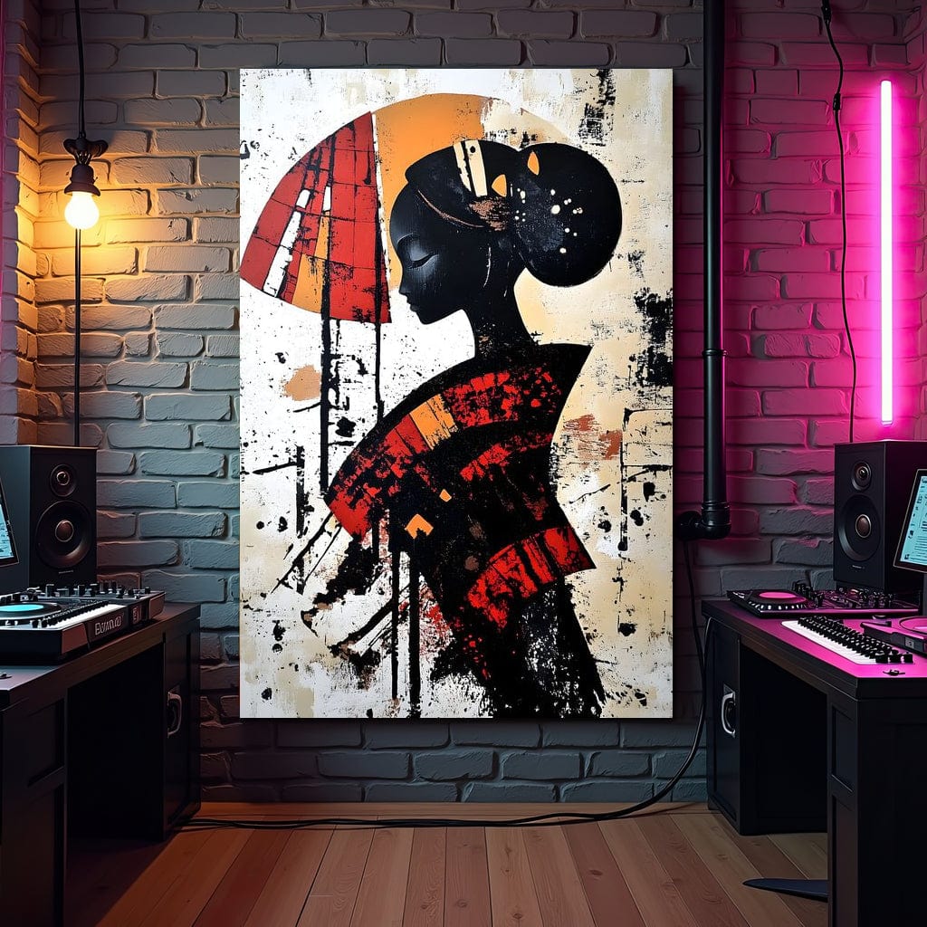 Silhouette Harmony in Amber Tones Canvas Wall Art