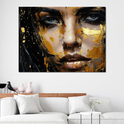 Black Gold Urban Graffiti Canvas Wall Art
