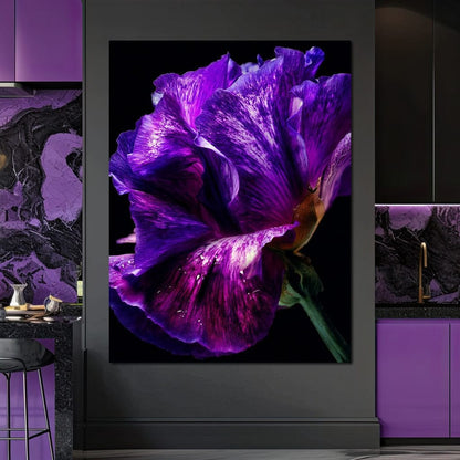 Violet Petal Radiance Macro Canvas Wall Art
