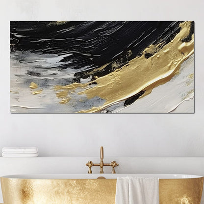 Golden Current Abstract Landscape Canvas Wall Art