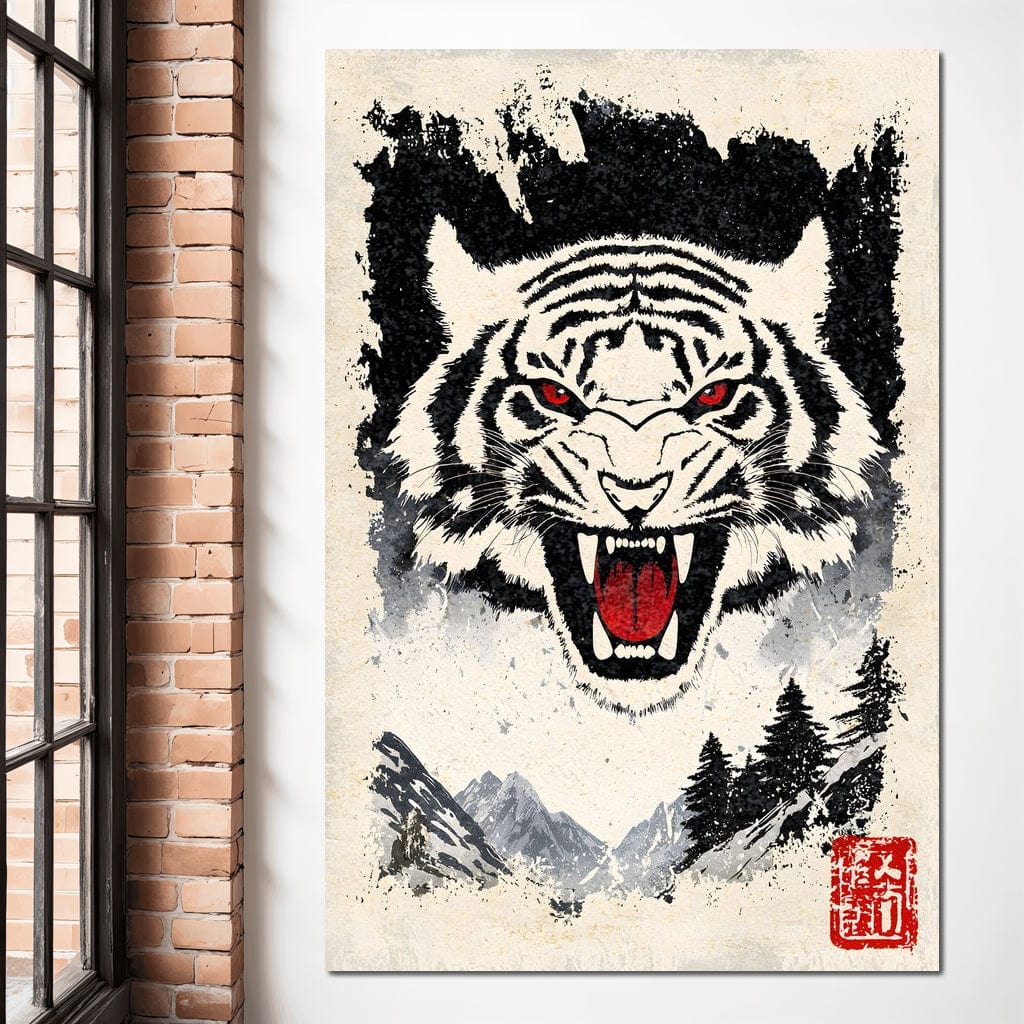 Fierce Jungle Monarch Tiger Roar Canvas Wall Art