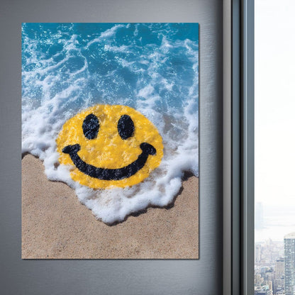 Radiant Beach Wave Smile Burst Canvas Wall Art