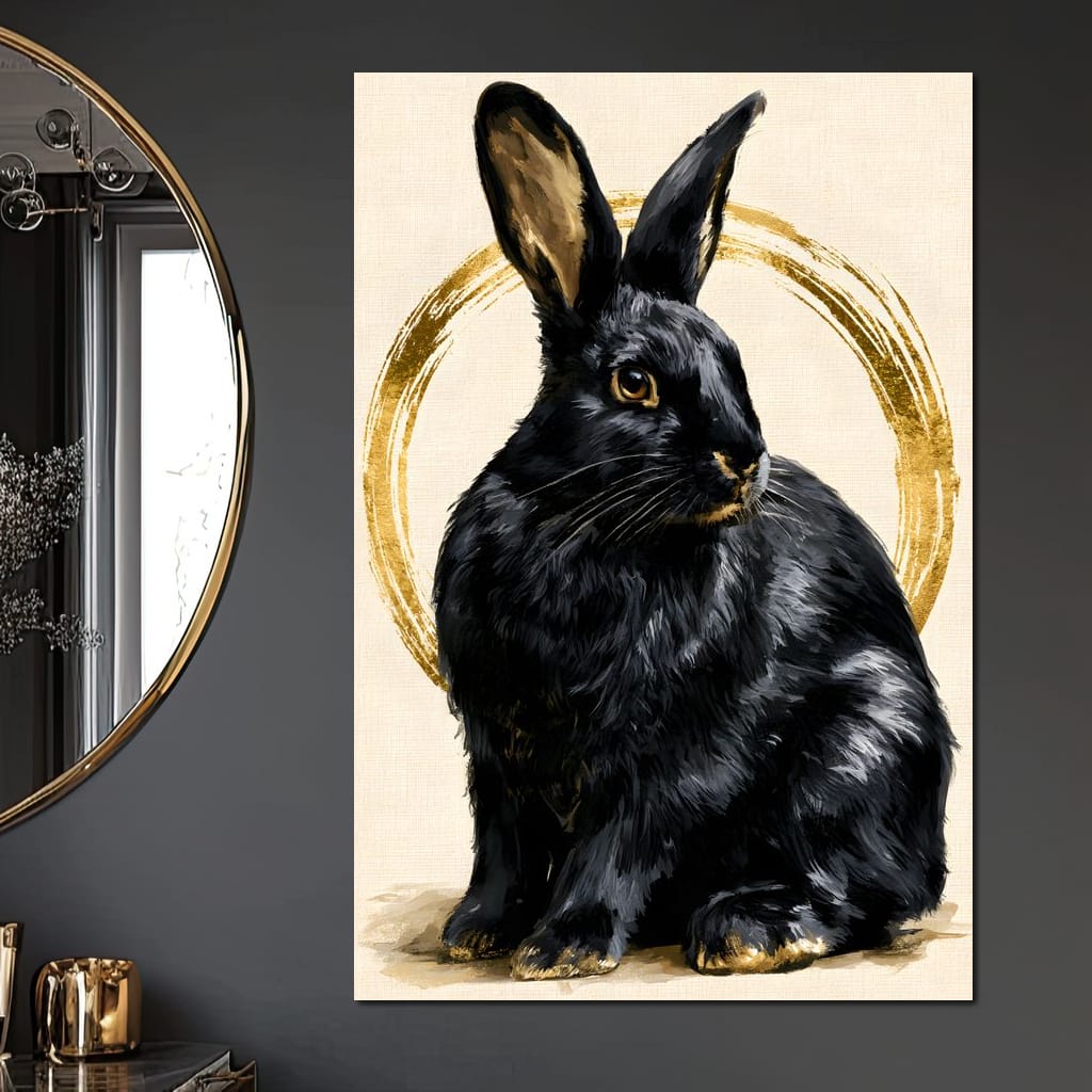 Gilded Hare Watching The Horizon Canvas Wall Art