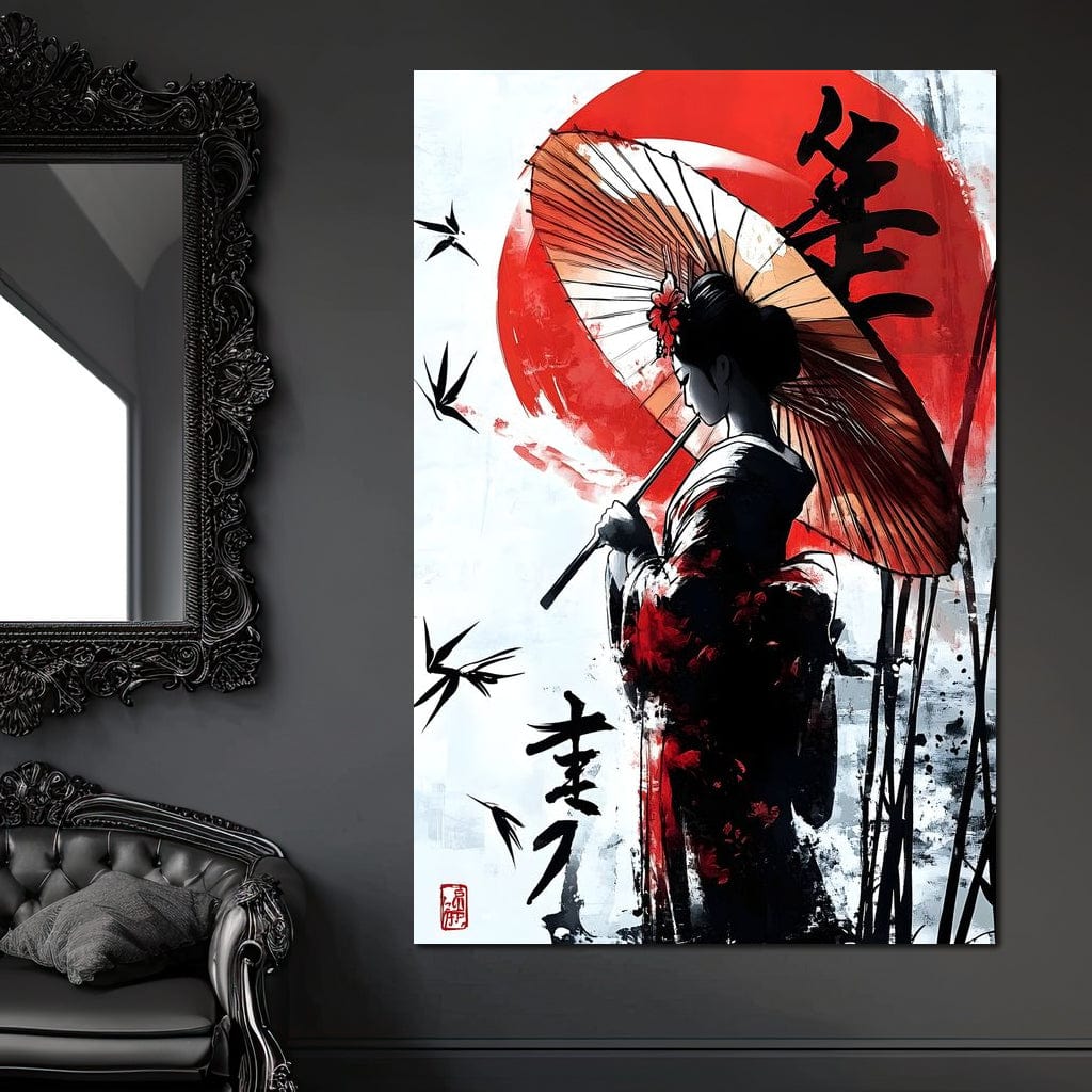 Geisha Elegance Sunlit Shadows Canvas Wall Art