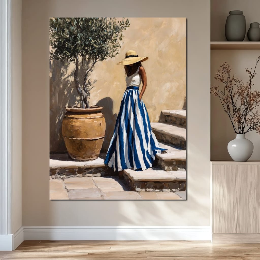 Sun Hat Lady By Olive Tree Canvas Wall Art