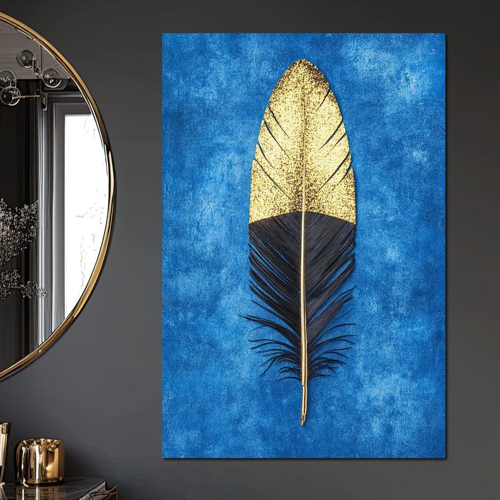 Golden Plume Harmony Canvas Wall Art