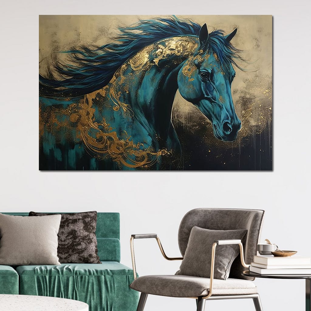 Gilded Horse Canvas Wall Art