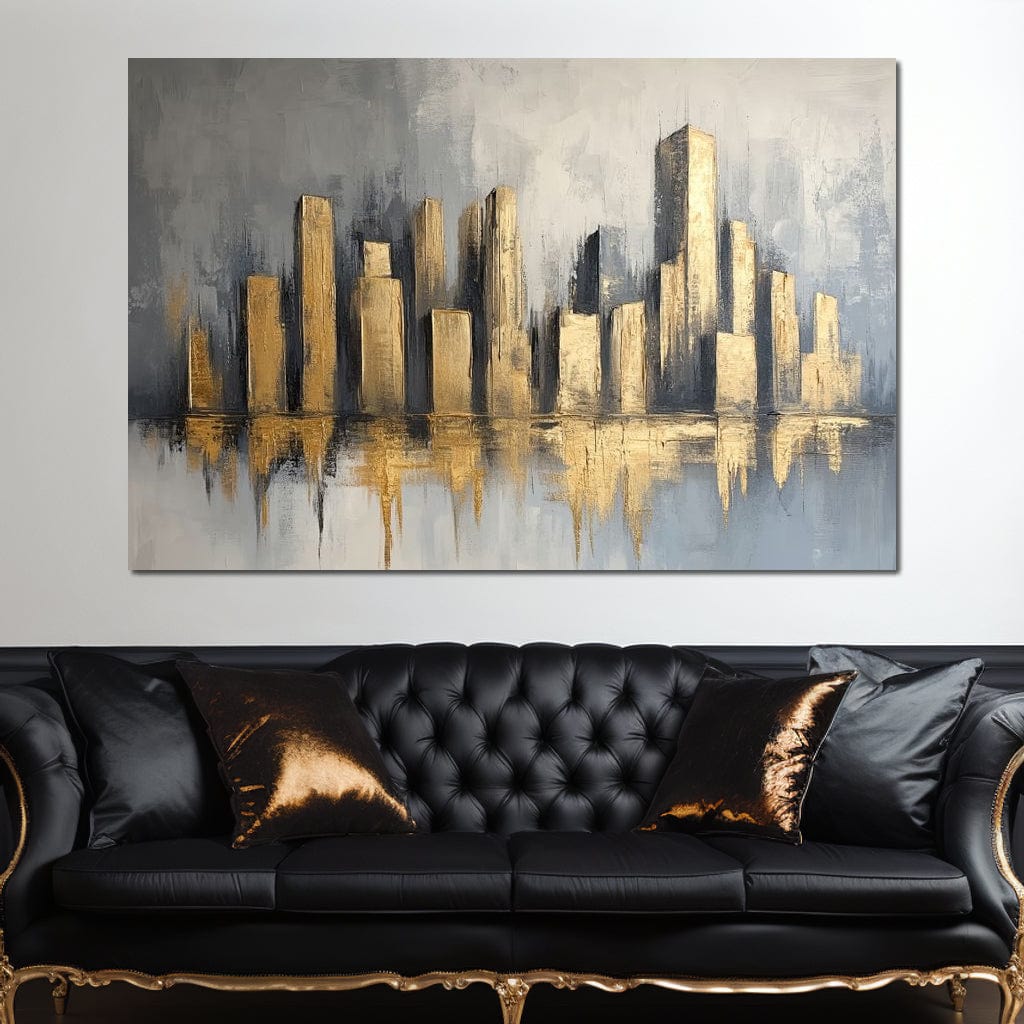 Golden Skyline Canvas Wall Art