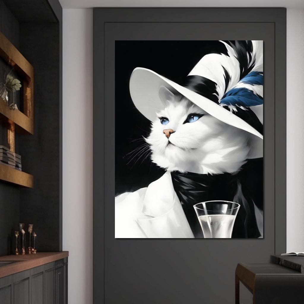 Sophisticated Feline Reverie Canvas Wall Art