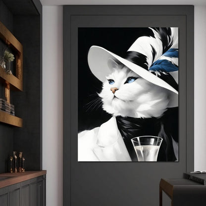 Sophisticated Feline Reverie Canvas Wall Art