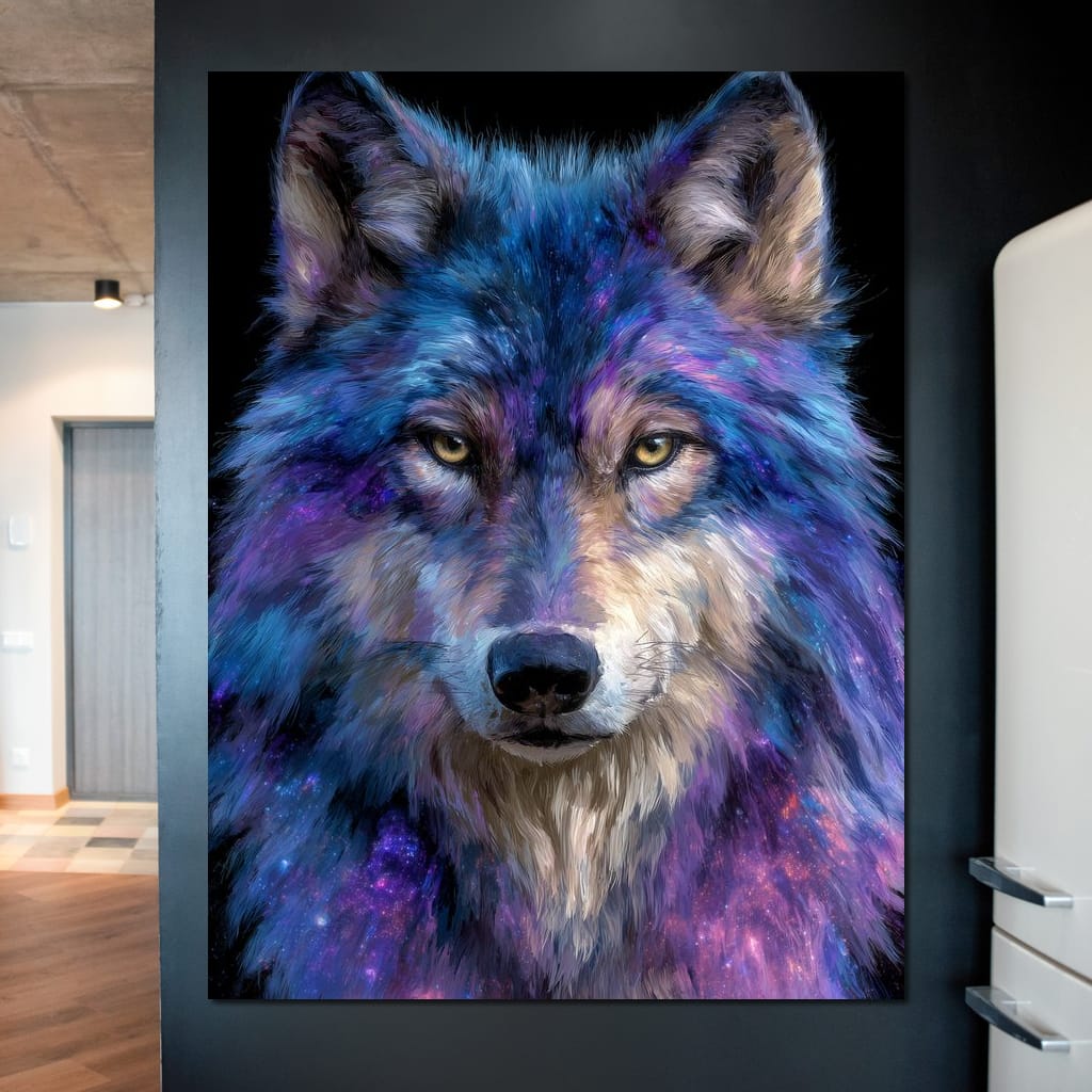 Galactic Wolf Night Watcher Canvas Wall Art