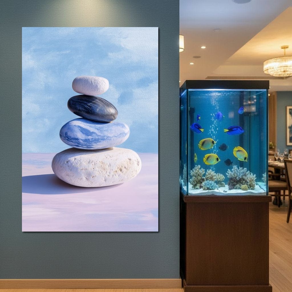 Coastal Stone Balance Zen Canvas Wall Art