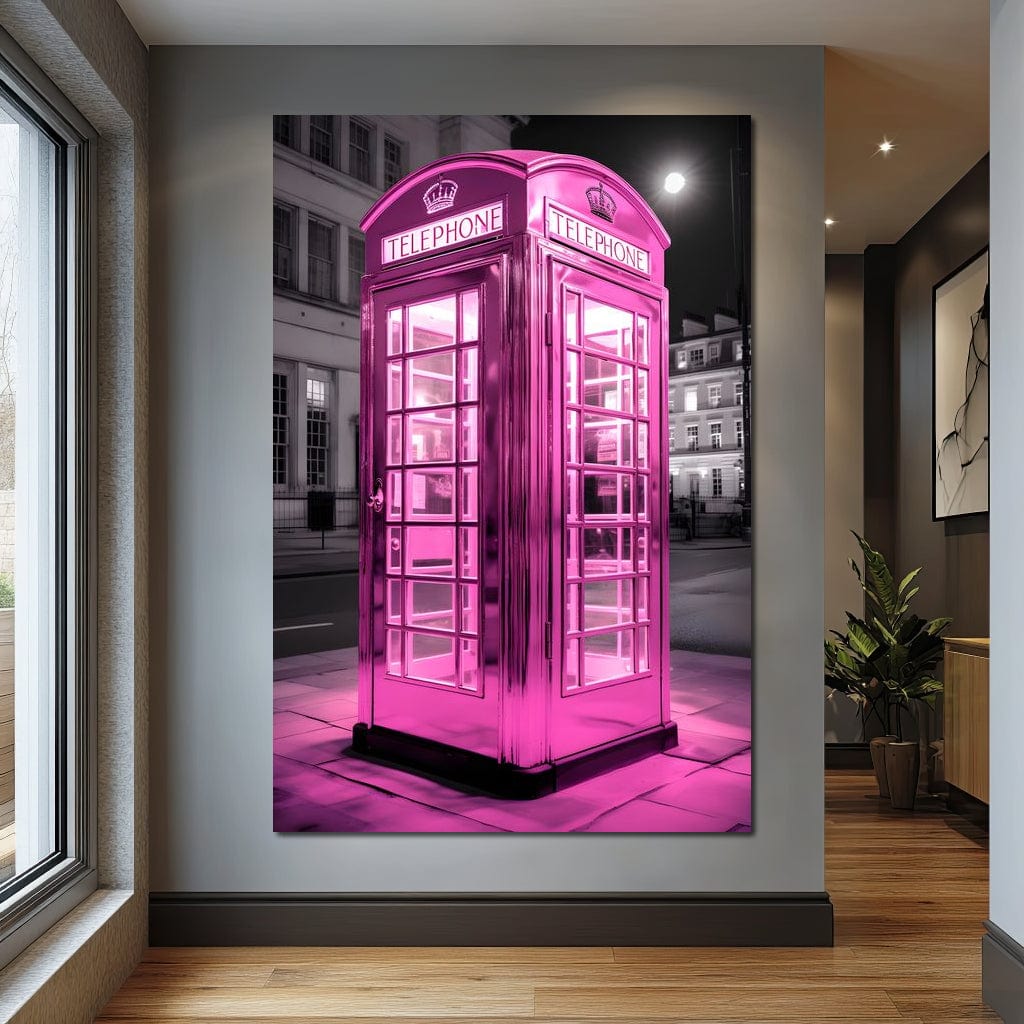 Pink Telephone Booth Canvas Wall Art
