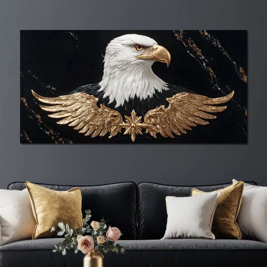 Golden Eagle Majesty Marble Canvas Wall Art