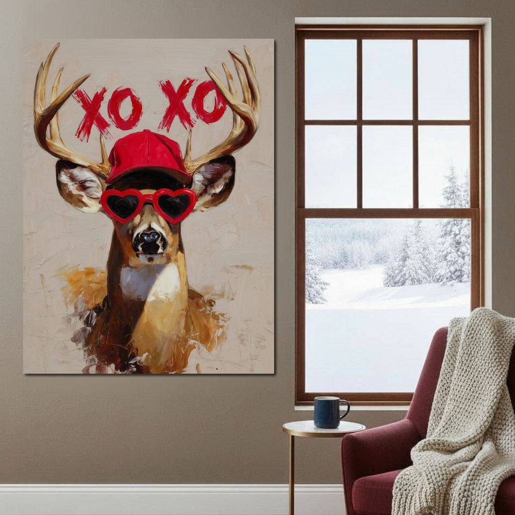 XOXO Deer Love Shades Portrait Canvas Wall Art