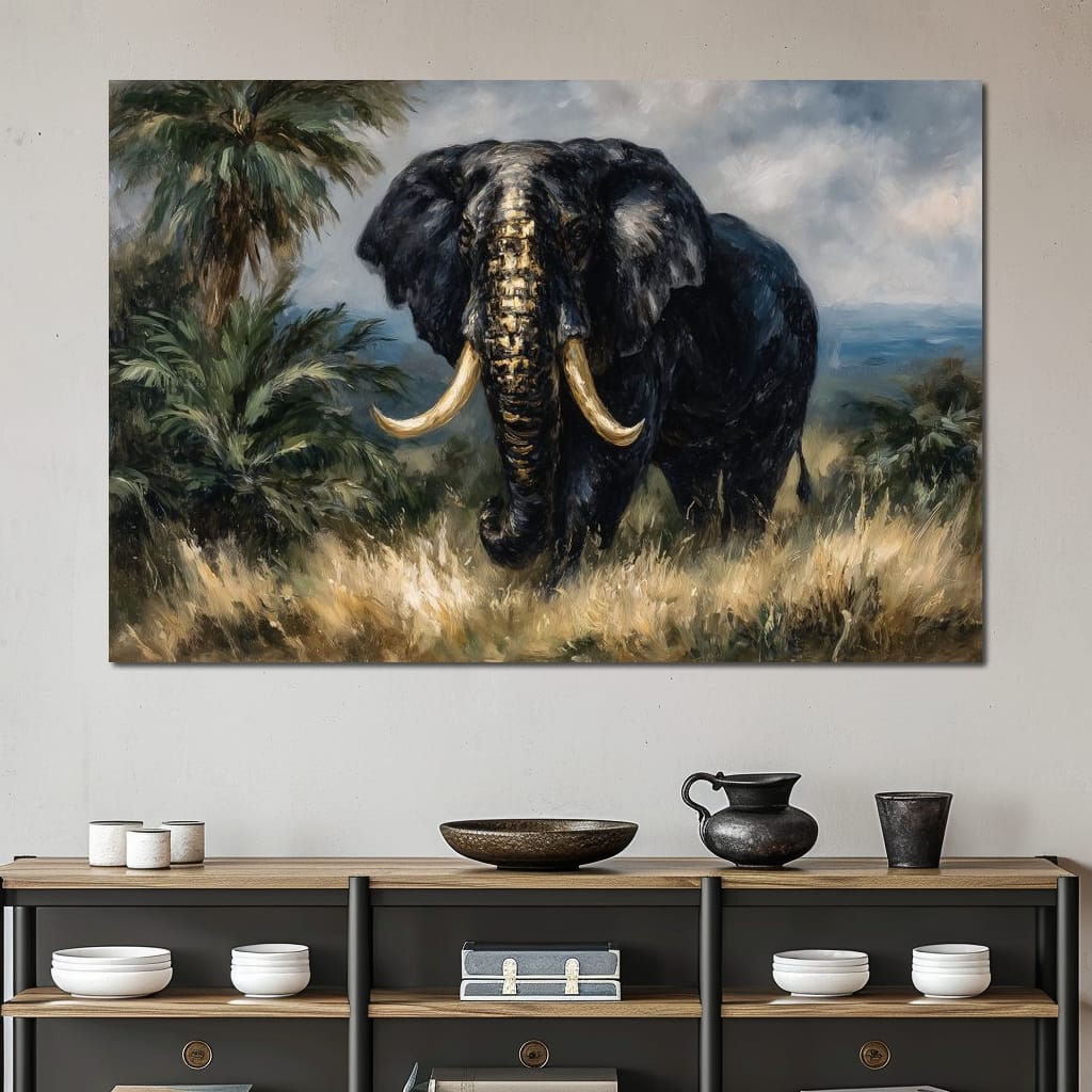 Majestic Elephant Safari Gold Canvas Wall Art