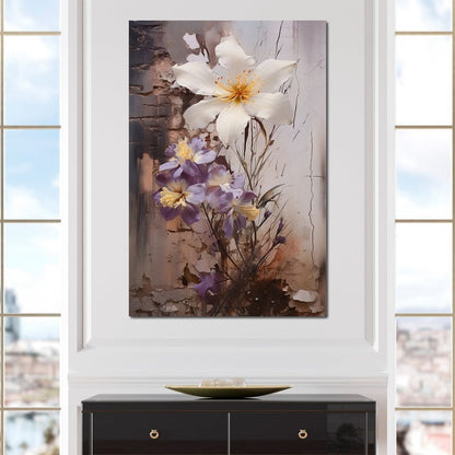 Fleeting Bloom in Grisaille Canvas Wall Art