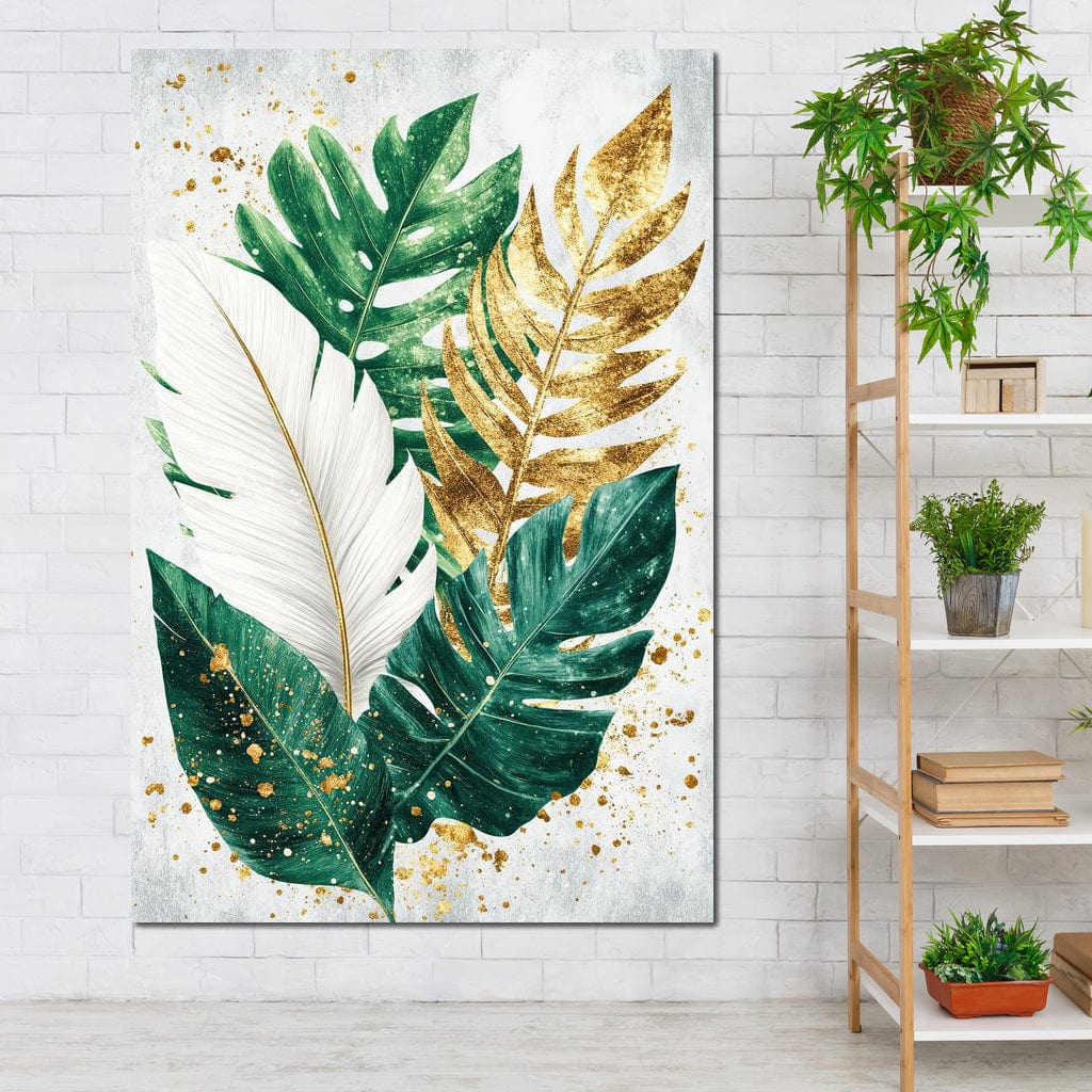 Golden Leaf Rhythm in Nature Canvas Wall Art