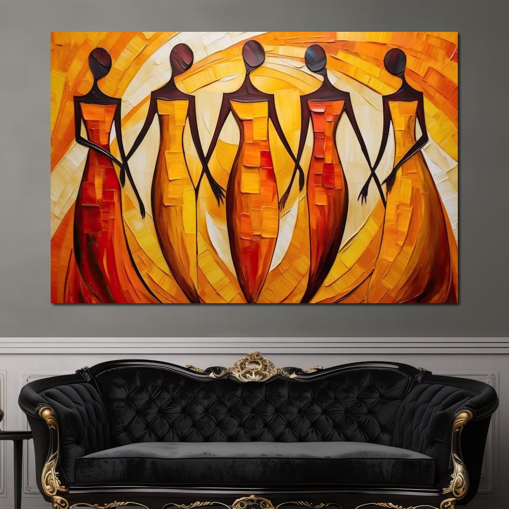 Women in Maroon Harmony Canvas Wall Art