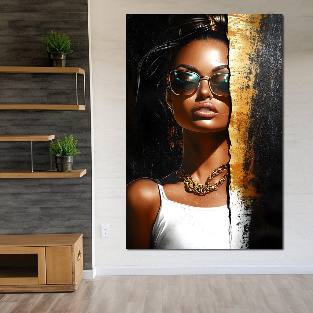 Golden Radiance Encounter Canvas Wall Art
