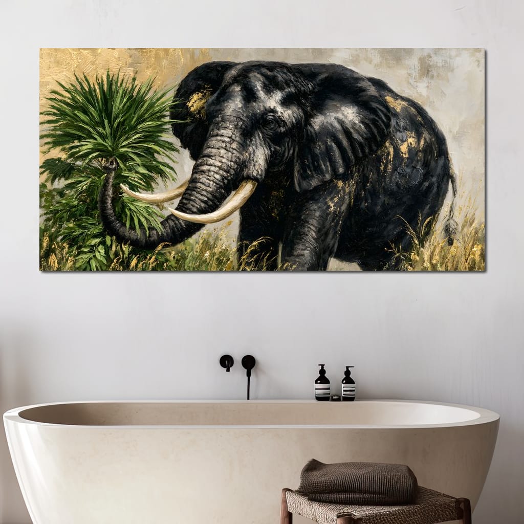 Silent Monarch of the Gilded Savanna Canvas Wall Art