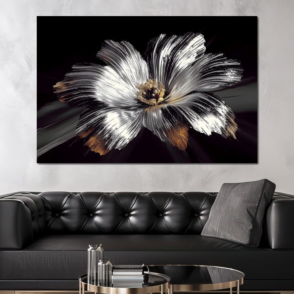 Silver Harvest Petals Radiance Canvas Wall Art