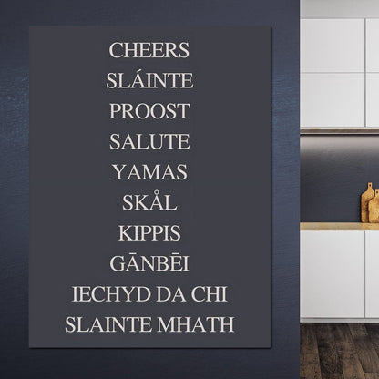 Global Cheers Multilingual Toast Canvas Wall Art